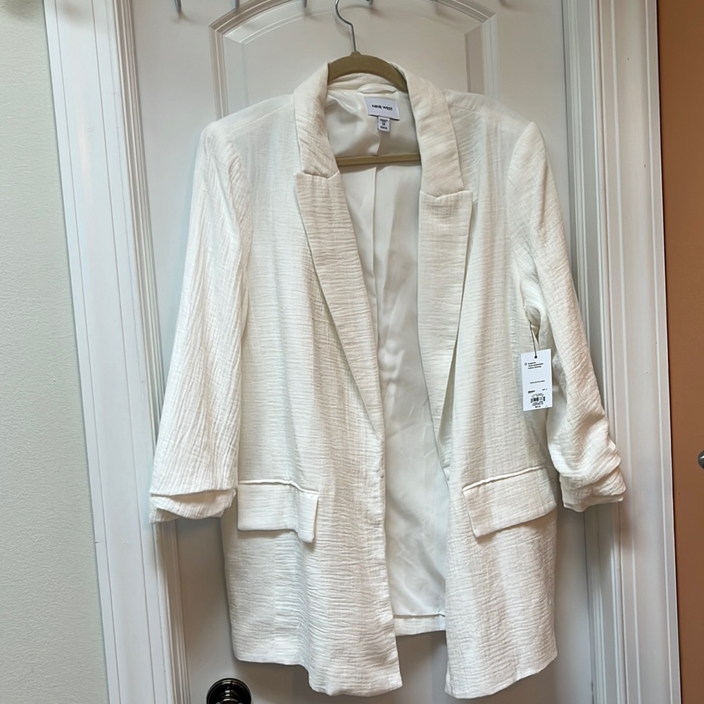 Nine West off white 3/4 sleeve open front blazer